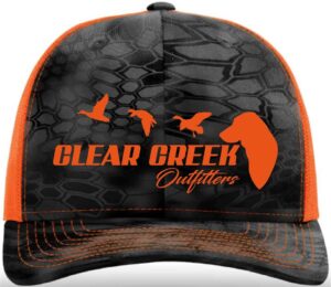 Black and Gray background Hat with Orange Letters