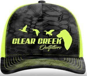 Black and Gray background Hat with Neon Green Letters